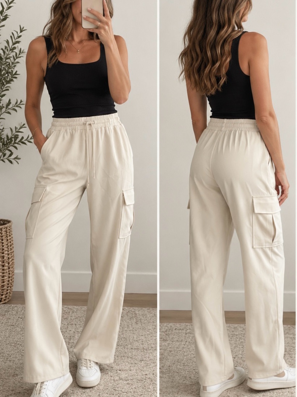 Halogen Cream Pull On Cargo Pants Size M